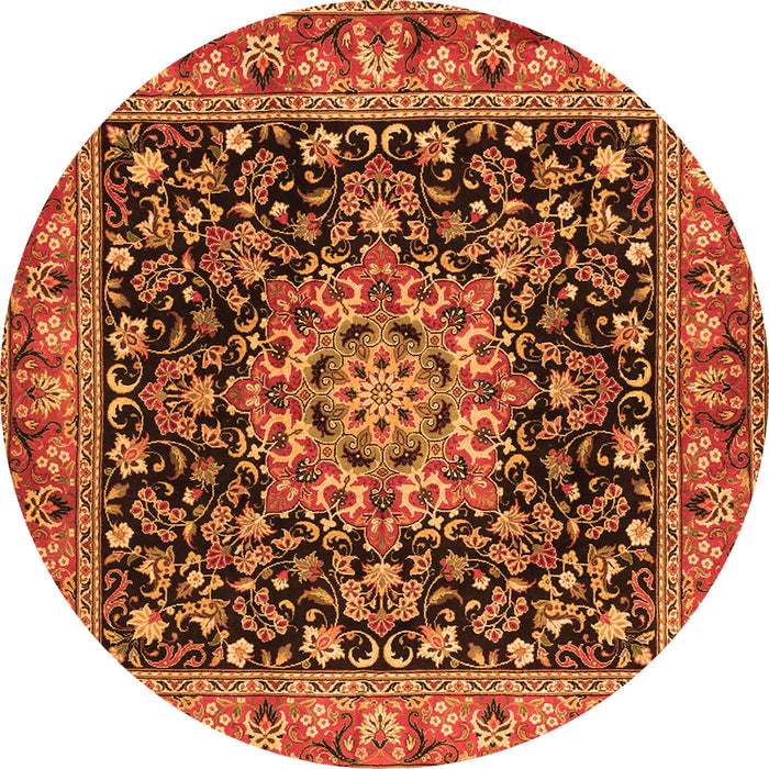 Machine Washable Medallion Orange Traditional Area Rugs, wshtr1704org