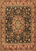 Machine Washable Medallion Brown Traditional Rug, wshtr1704brn