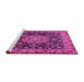 Sideview of Machine Washable Medallion Pink Traditional Rug, wshtr1704pnk