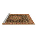 Sideview of Machine Washable Medallion Brown Traditional Rug, wshtr1704brn