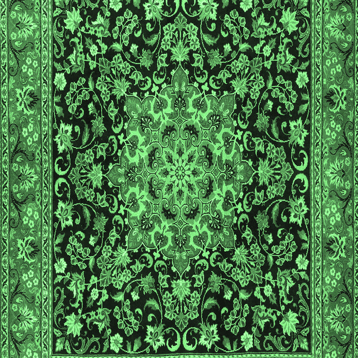 Machine Washable Medallion Emerald Green Traditional Area Rugs, wshtr1704emgrn