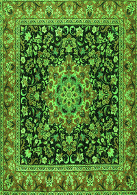 Medallion Green Traditional Rug, tr1704grn