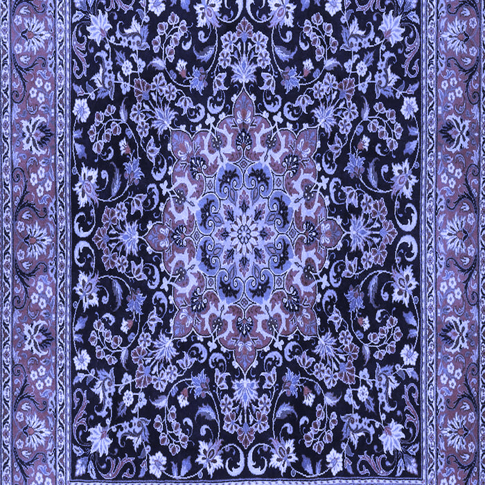 Machine Washable Medallion Blue Traditional Rug, wshtr1704blu