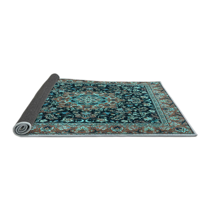 Sideview of Medallion Light Blue Traditional Rug, tr1704lblu