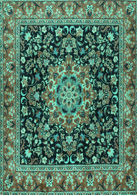 Medallion Turquoise Traditional Rug, tr1704turq