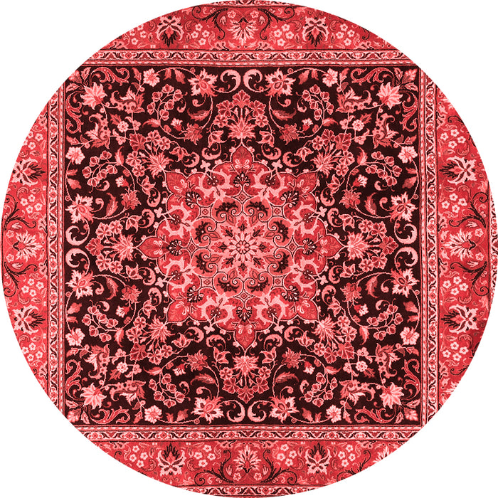 Machine Washable Medallion Red Traditional Rug, wshtr1704red