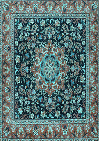 Medallion Light Blue Traditional Rug, tr1704lblu