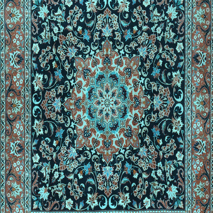 Medallion Light Blue Traditional Rug, tr1704lblu