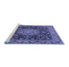 Sideview of Machine Washable Medallion Blue Traditional Rug, wshtr1704blu