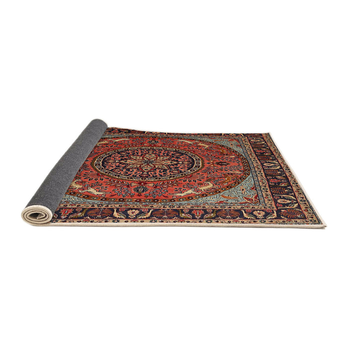 Sideview of Traditional Orange Salmon Pink Medallion Rug, tr1705