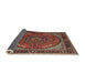 Sideview of Traditional Orange Salmon Pink Medallion Rug, tr1705