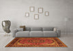 Machine Washable Medallion Orange Traditional Area Rugs in a Living Room, wshtr1705org