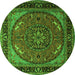 Square Medallion Green Traditional Rug, tr1705grn