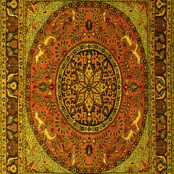 Machine Washable Medallion Yellow Traditional Rug, wshtr1705yw