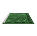 Sideview of Machine Washable Medallion Emerald Green Traditional Area Rugs, wshtr1705emgrn