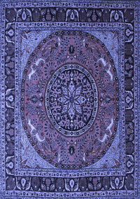 Medallion Blue Traditional Rug, tr1705blu