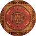 Machine Washable Medallion Orange Traditional Area Rugs, wshtr1705org