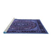 Sideview of Machine Washable Medallion Blue Traditional Rug, wshtr1705blu