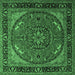 Square Machine Washable Medallion Emerald Green Traditional Area Rugs, wshtr1705emgrn