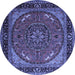 Round Medallion Blue Traditional Rug, tr1705blu