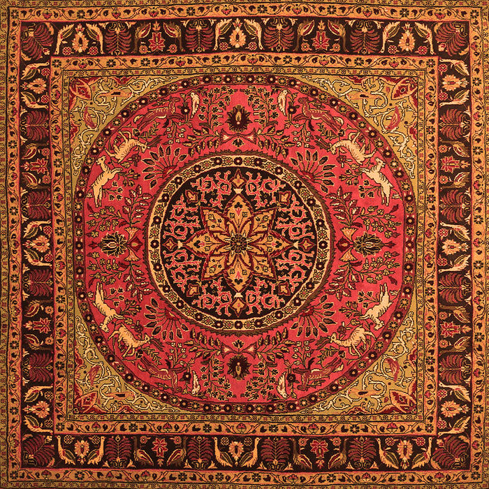 Serging Thickness of Medallion Orange Traditional Rug, tr1705org