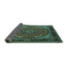 Sideview of Medallion Turquoise Traditional Rug, tr1705turq