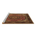 Sideview of Machine Washable Medallion Brown Traditional Rug, wshtr1705brn