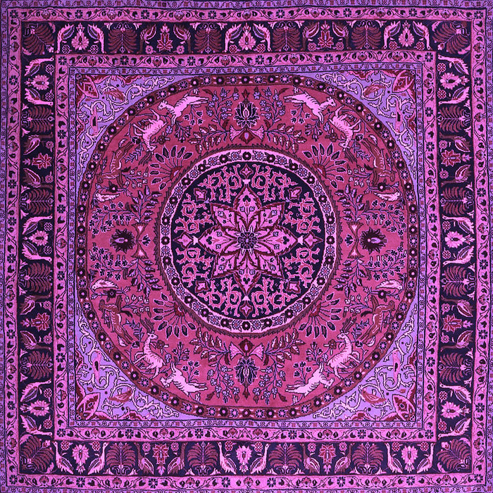 Square Medallion Purple Traditional Rug, tr1705pur