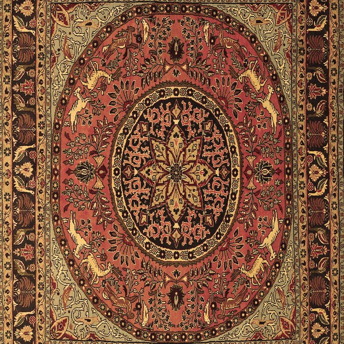 Machine Washable Medallion Brown Traditional Rug, wshtr1705brn