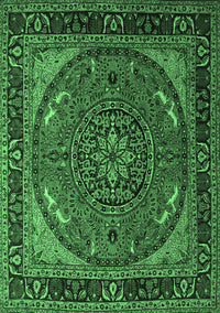 Medallion Emerald Green Traditional Rug, tr1705emgrn