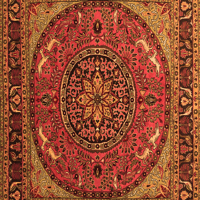 Serging Thickness of Machine Washable Medallion Orange Traditional Area Rugs, wshtr1705org