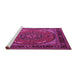 Sideview of Machine Washable Medallion Pink Traditional Rug, wshtr1705pnk