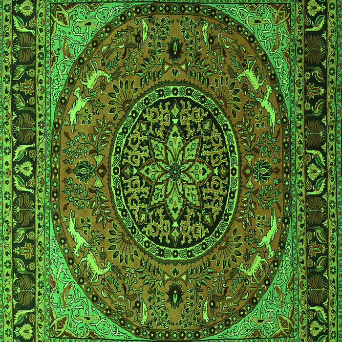 Serging Thickness of Machine Washable Medallion Green Traditional Area Rugs, wshtr1705grn