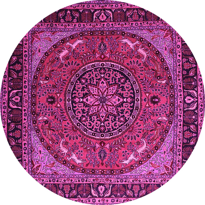 Round Medallion Pink Traditional Rug, tr1705pnk