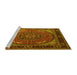 Sideview of Machine Washable Medallion Yellow Traditional Rug, wshtr1705yw