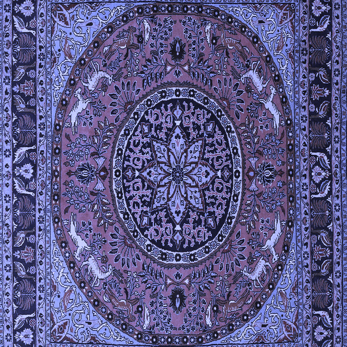 Machine Washable Medallion Blue Traditional Rug, wshtr1705blu