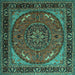 Square Machine Washable Medallion Turquoise Traditional Area Rugs, wshtr1705turq