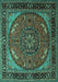 Machine Washable Medallion Turquoise Traditional Area Rugs, wshtr1705turq