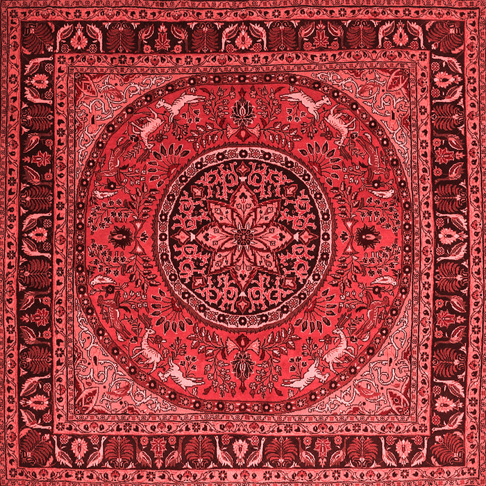 Machine Washable Medallion Red Traditional Rug, wshtr1705red