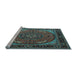 Sideview of Machine Washable Medallion Light Blue Traditional Rug, wshtr1705lblu