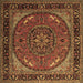 Square Medallion Brown Traditional Rug, tr1705brn