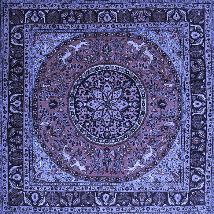 Square Medallion Blue Traditional Rug, tr1705blu