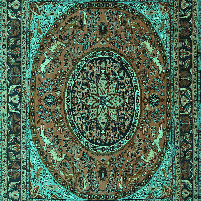 Medallion Turquoise Traditional Rug, tr1705turq