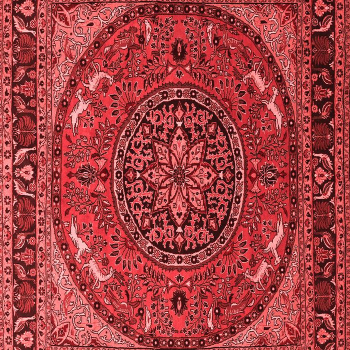 Machine Washable Medallion Red Traditional Rug, wshtr1705red