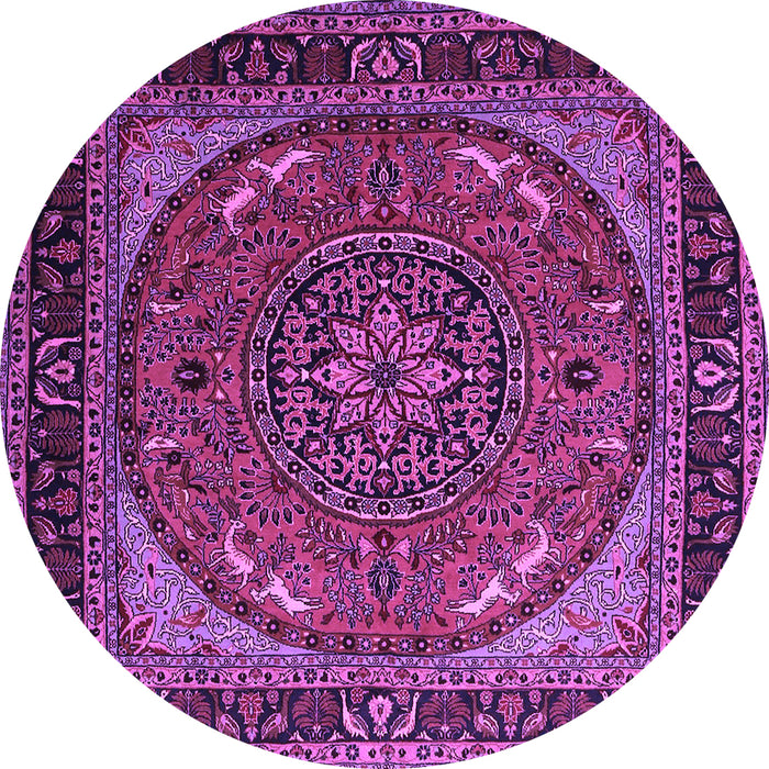 Round Medallion Purple Traditional Rug, tr1705pur