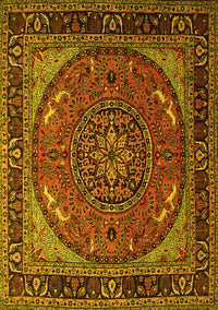 Medallion Yellow Traditional Rug, tr1705yw