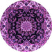 Round Medallion Purple Traditional Rug, tr1706pur