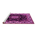 Sideview of Machine Washable Medallion Pink Traditional Rug, wshtr1706pnk