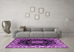 Machine Washable Medallion Purple Traditional Area Rugs in a Living Room, wshtr1706pur