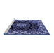 Sideview of Machine Washable Medallion Blue Traditional Rug, wshtr1706blu